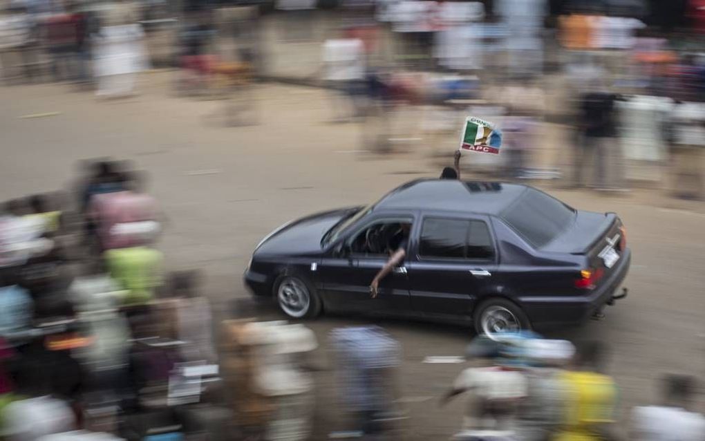 Feest in Nigeria na de verkiezingen. Beeld AFP