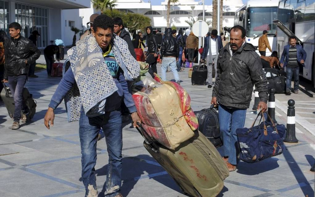 Na de moord van IS op 21 christenen in Libië gingen veel kopten terug naar Egypte. Veel van hen reisden via Djerba in Tunesië. beeld AFP