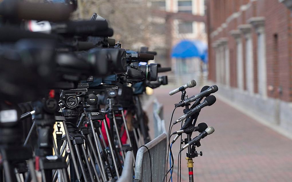 De pers voor de rechtbank in Boston. Beeld EPA