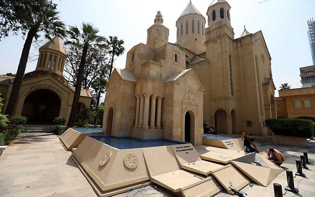 Armeense kerk in Libanon waar dit jaar, zoals op zoveel plaatsen op de wereld, de Armeense genocide van 1915 wordt herdacht. Beeld AFP.