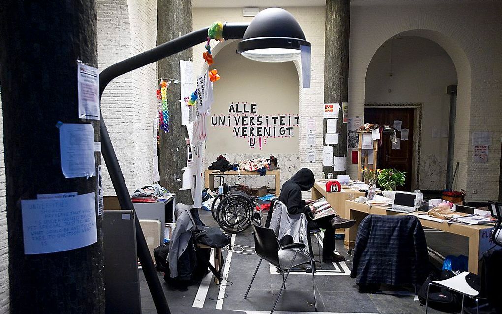 Studenten in het Maagdenhuis. Beeld ANP