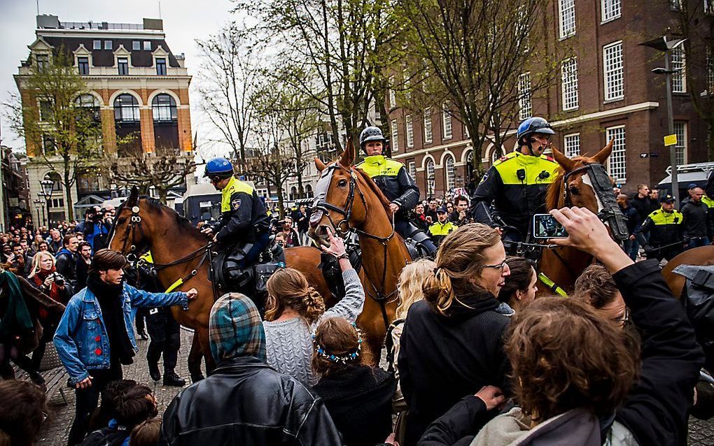 De ontruiming van het Maagdenhuis, zaterdag. beeld ANP