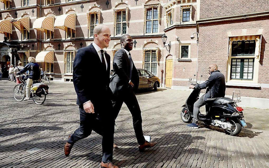 Samsom dinsdagmiddag op het Binnenhof. Beeld ANP