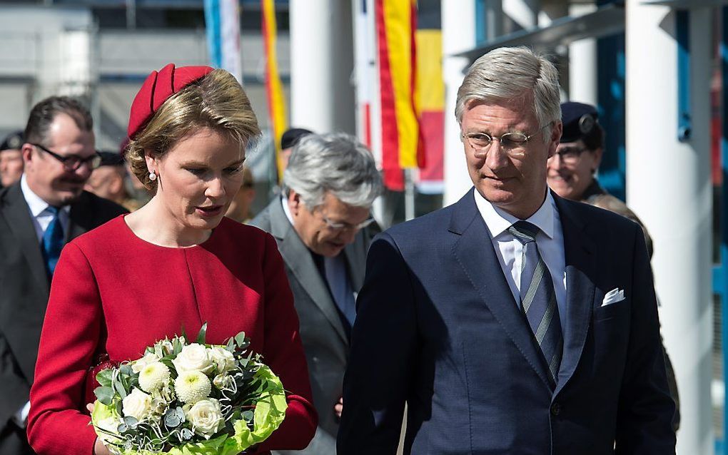 Koningin Mathilde en koning Filip op bezoek in Straatsburg. beeld EPA