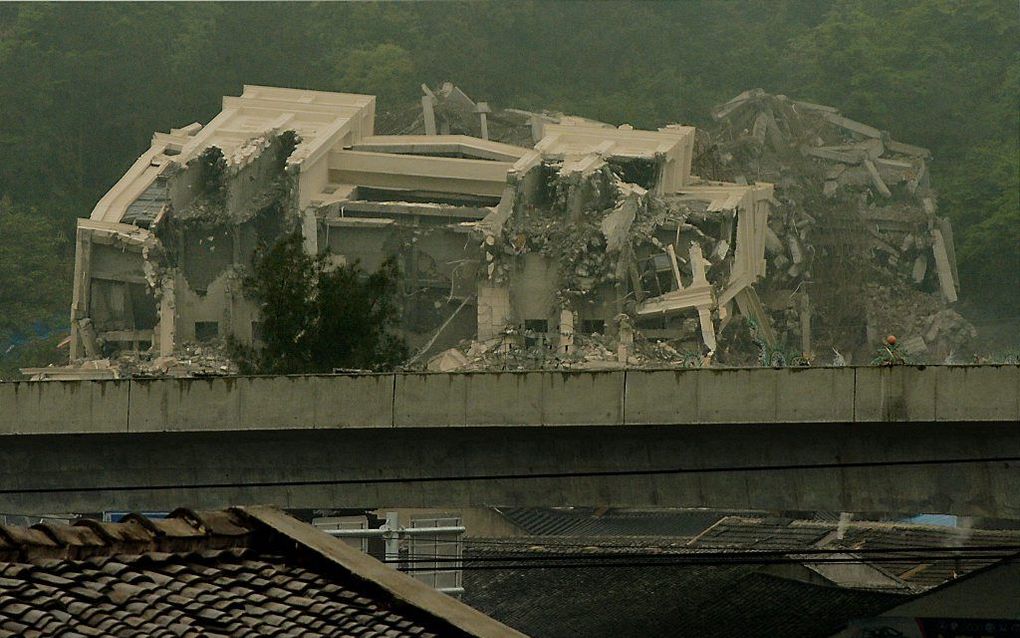 Verwoeste kerk in het Chinese Whenzou. beeld AFP