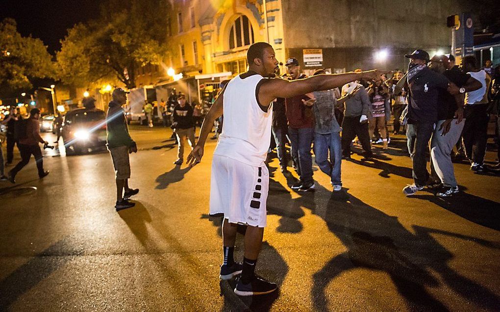 BALTIMORE. In de Amerikaanse stad Baltimore werd woensdag opnieuw betoogd tegen politie-optreden tegen zwarten. Dit keer verliepen de protesten zonder geweld. beeld AFP