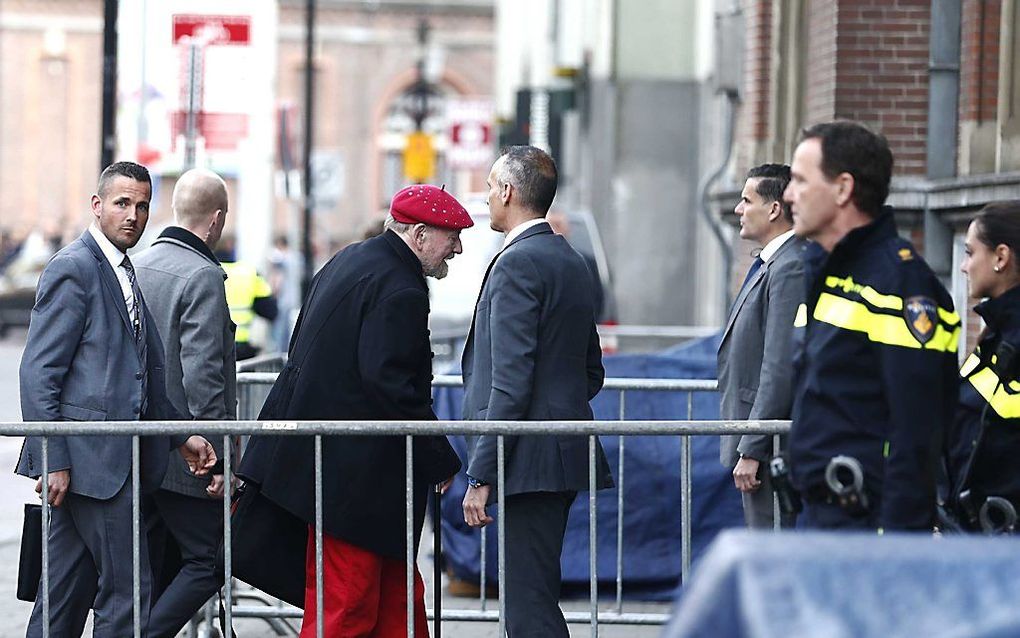 Kurt Westergaard (80) arriveert bij De Balie in Amsterdam. beeld ANP