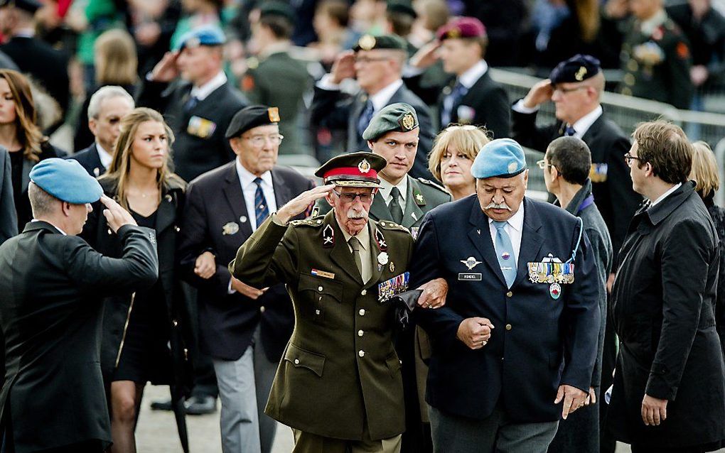 Veteranen tijdens de Nationale herdenking op de Dam. beeld ANP