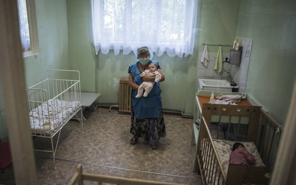 Het geëvacueerde weeshuis Antosjka in Kramatorsk in het oosten van Oekraïne. beeld EPA