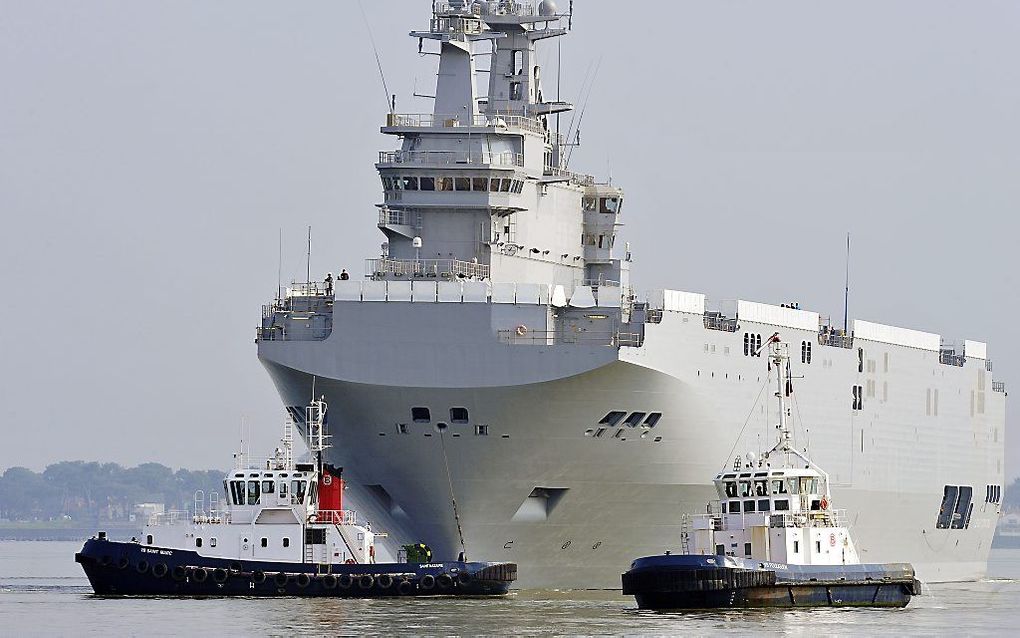 Vliegdekschip van het type Mistral. beeld AFP