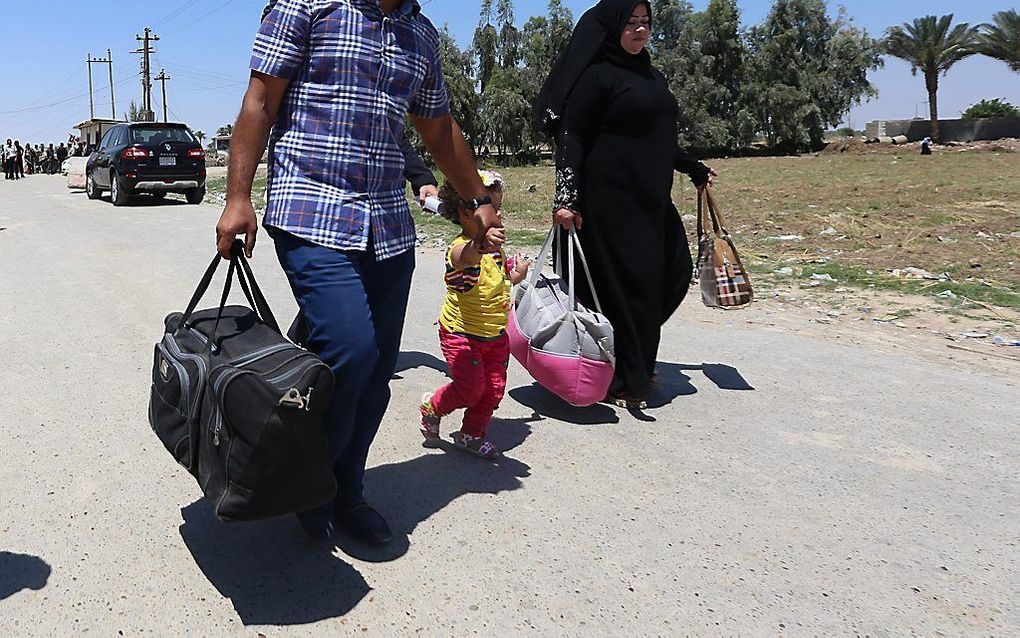 Inwoners van Ramadi op de vlucht. Beeld AFP