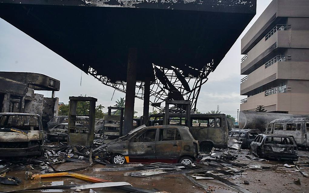 Het benzinestation in Accra. Beeld EPA