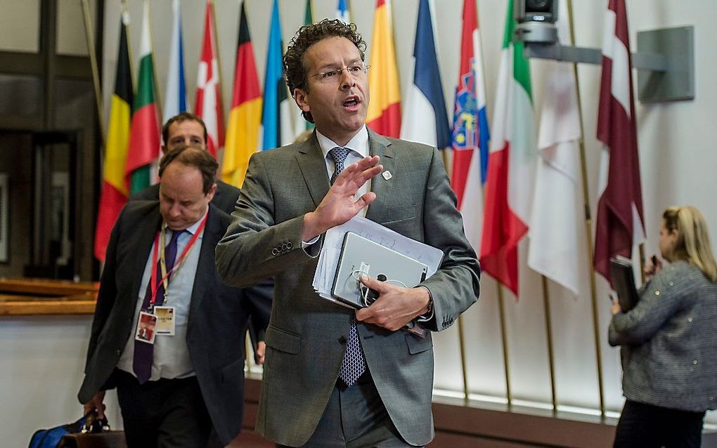 Eurogroepvoorzitter en minister Jeroen Dijsselbloem na afloop van de extra vergadering van de Euorgroep voorafgaand aan de top van regeringsleiders en staatshoofden van de eurozone over de Griekse schuldenproblematiek. beeld ANP