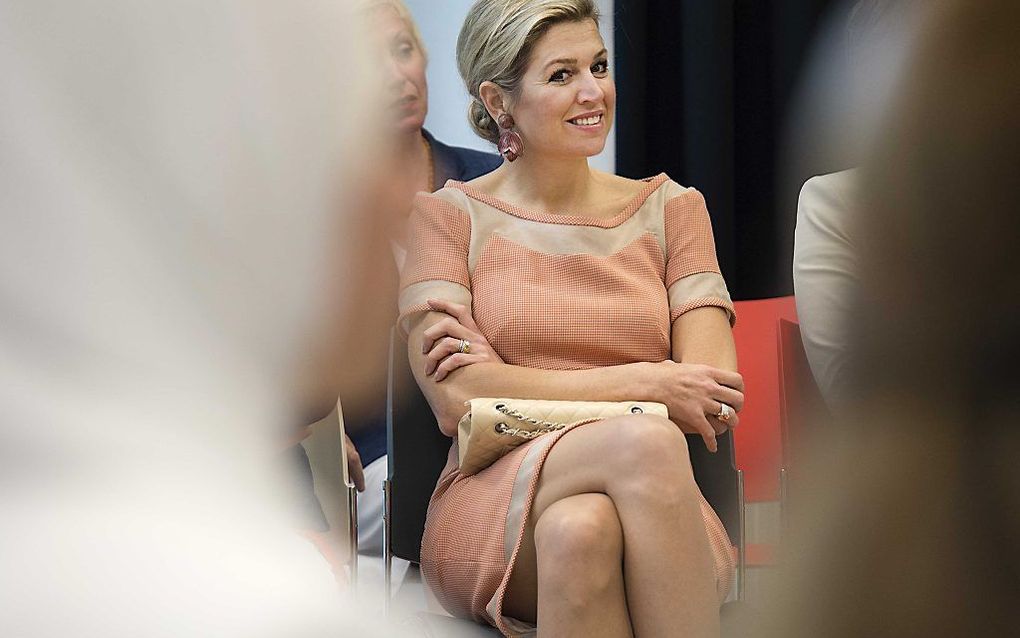 Koningin Máxima bracht vrijdagmorgen een werkbezoek aan Fontys Hogeschool Kind en Educatie in Den Bosch. beeld ANP