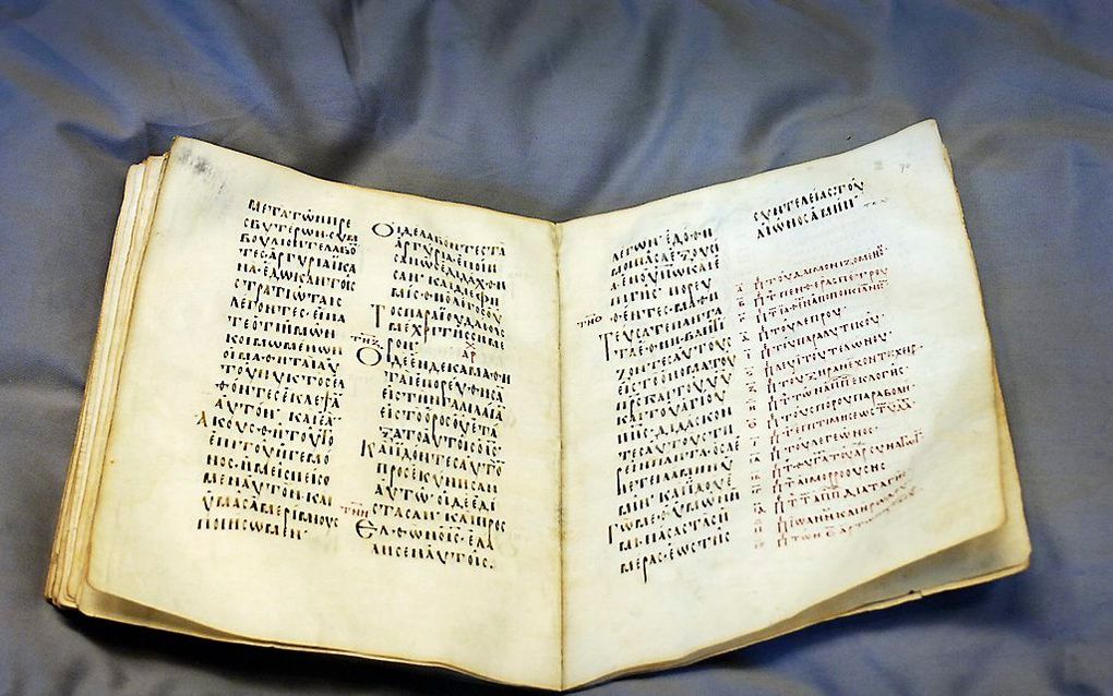 Grieks handschrift van de evangeliën.  beeld Erik Kottier