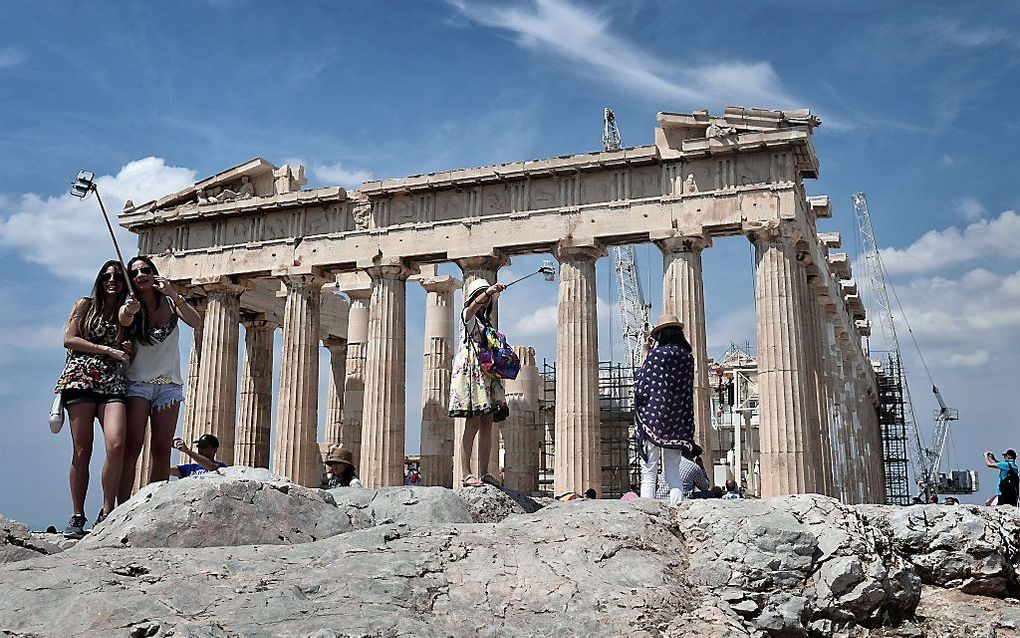 Een selfie in Athene. beeld AFP