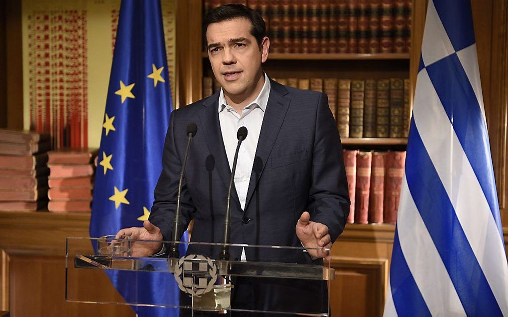 De Griekse premier Alexis Tsipras zal vrijdagmiddag een verklaring afleggen.  beeld AFP