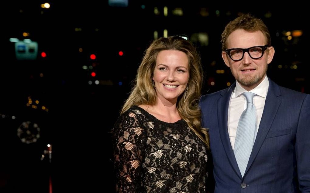 Prins Bernhard en prinses Annette zijn ook aanwezig tijdens de viering van de vijfenzeventigste verjaardag van (schoon)vader Pieter van Vollenhoven in het Beatrix Theater in Utrecht, december 2014. beeld ANP