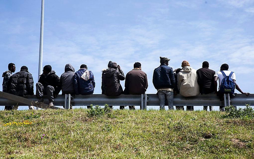 Vluchtelingen in Calais. Beeld EPA