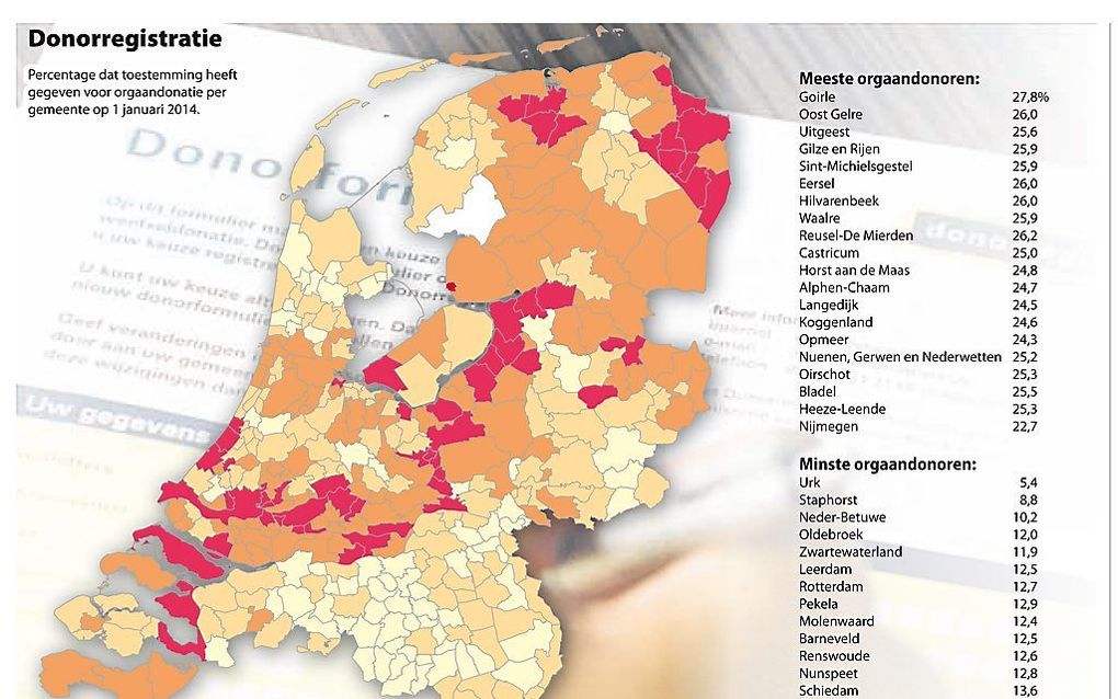 Donorregistratie per provincie. beeld RD