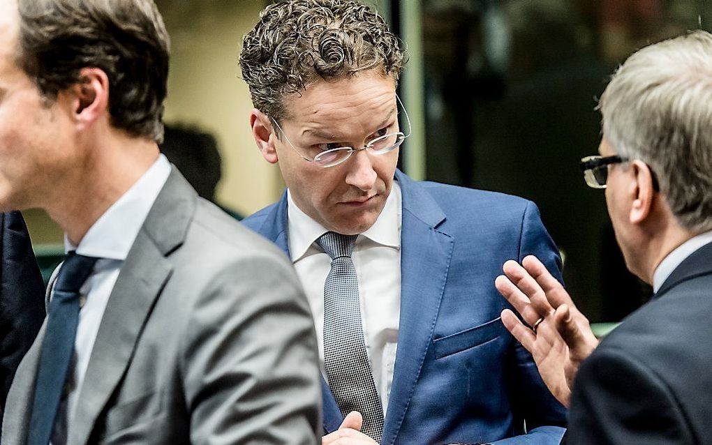 Minister Dijsselbloem voorafgaand aan de eurogroepvergadering over Griekenland. Beeld ANP