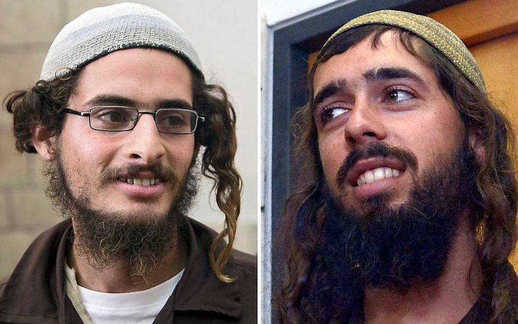 JERUZALEM. De twee opgepakte joodse „extremisten” Meir Ettinger (l.) en Eviatar Slonim. beeld EPA