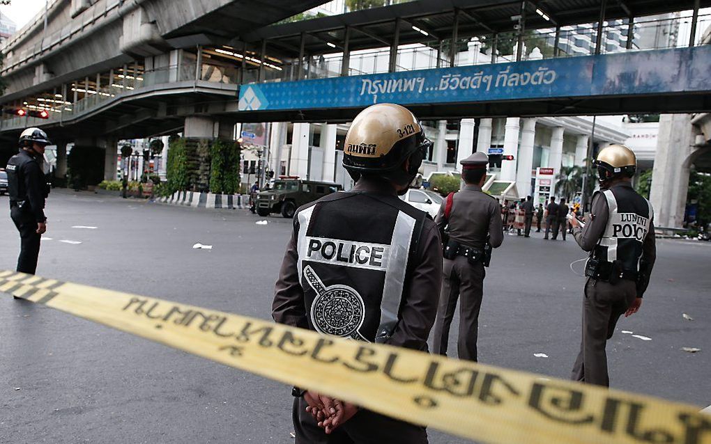 Onderzoek na de bomaanslag in Bangkok, eerder deze maand. Beeld EPA