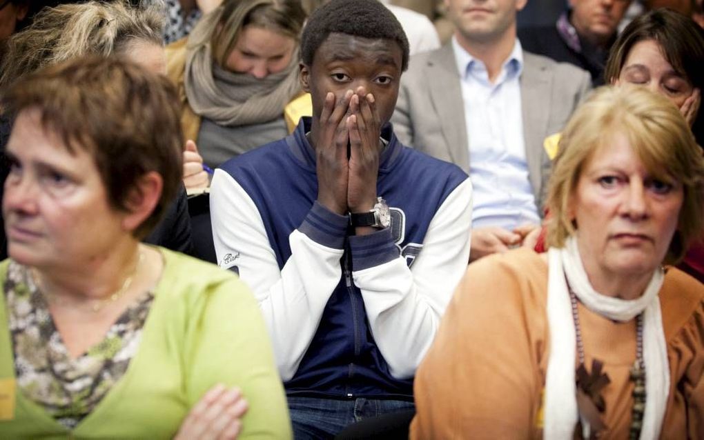 De Angolose asielzoeker Mauro tijdens een debat in de Tweede Kamer over zijn dreigende uitzetting in 2011. beeld ANP