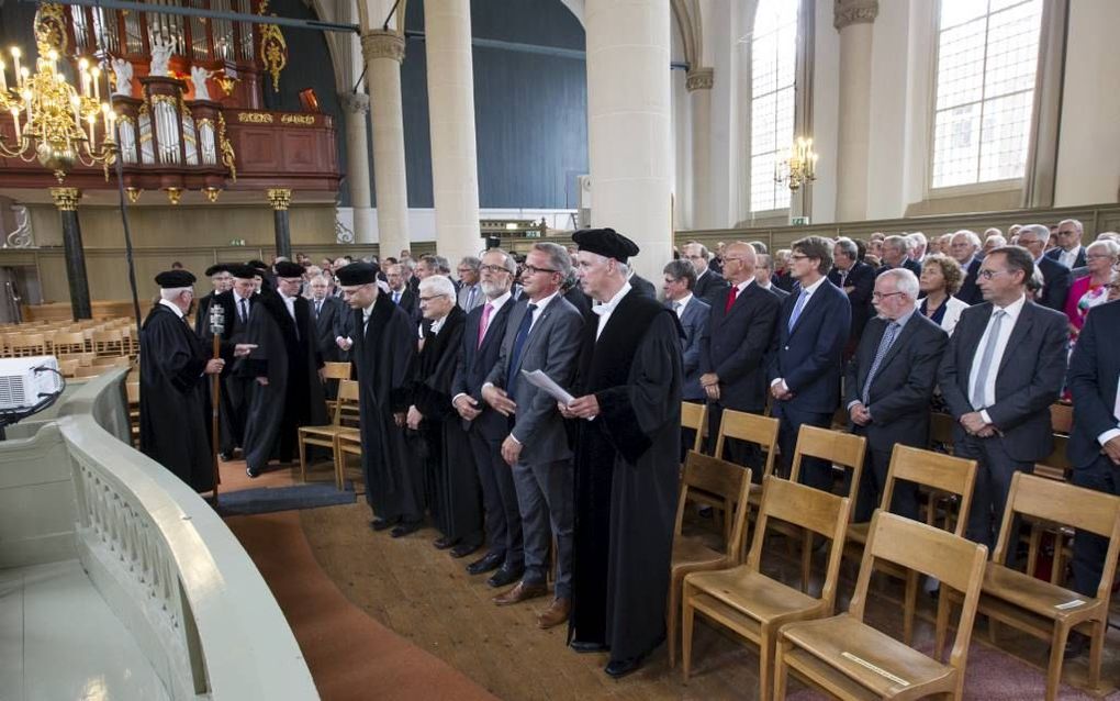 Prof. dr. B. Kamphuis (voorgrond) nam donderdag afscheid van de TU Kampen. beeld RD, Anton Dommerholt