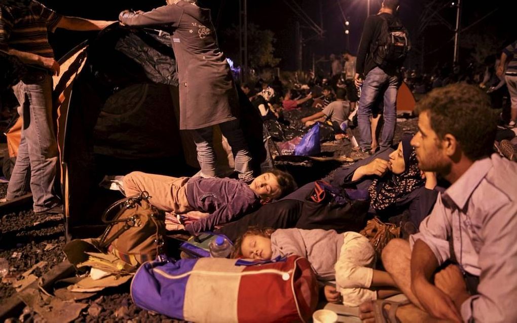 IDOMENI. Groepen vluchtelingen hebben zich deze week genesteld in een provisorisch opgezet vluchtelingenkamp bij Idomeni, aan de Grieks-Macedonische grens. beeld Jaco Klamer