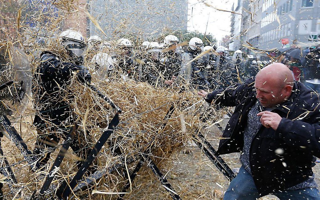 Protest maandag in Brussel. Beeld EPA