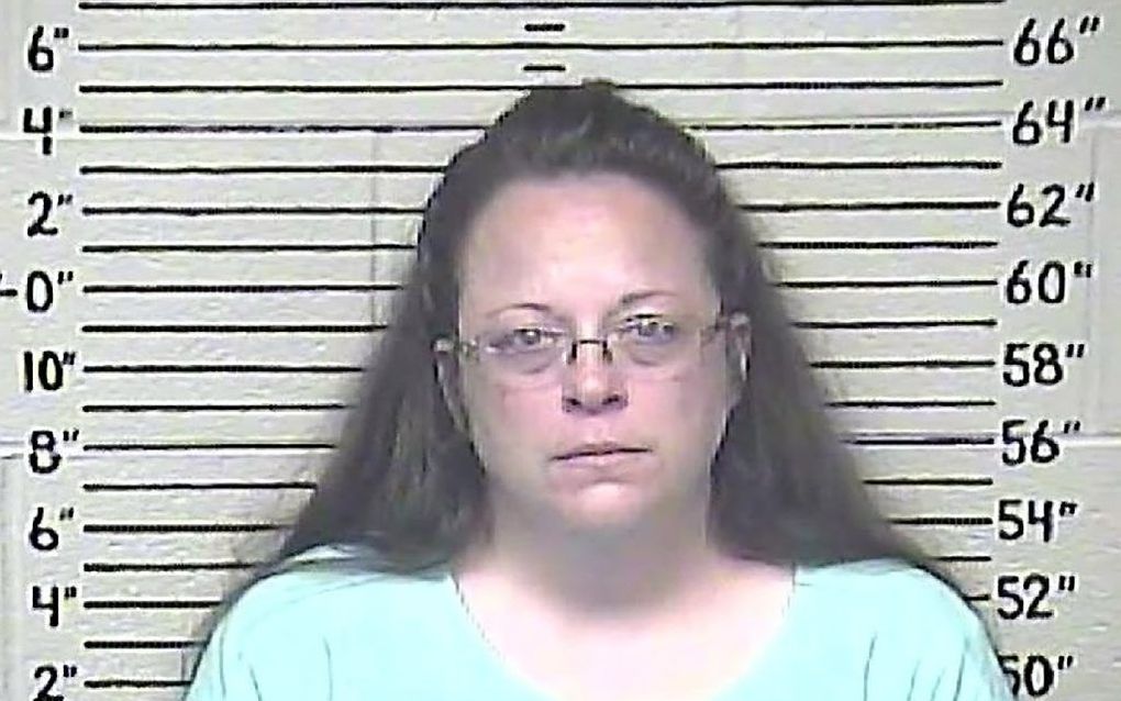 Kim Davis, die de huwelijksvoltrekking afwees op basis van haar geloof. beeld AFP