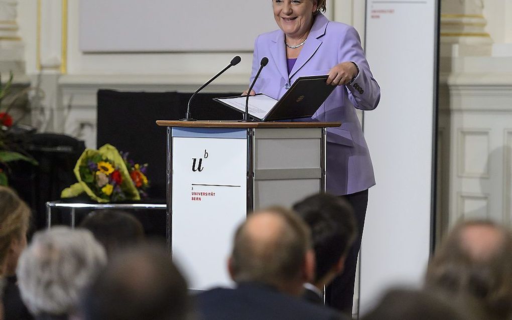 Angela Merkel in Bern. beeld AFP