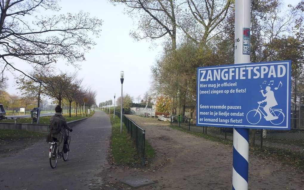 Het zangfietspad in het Amsterdamse Westerpark. Beeld Mapije de Wit