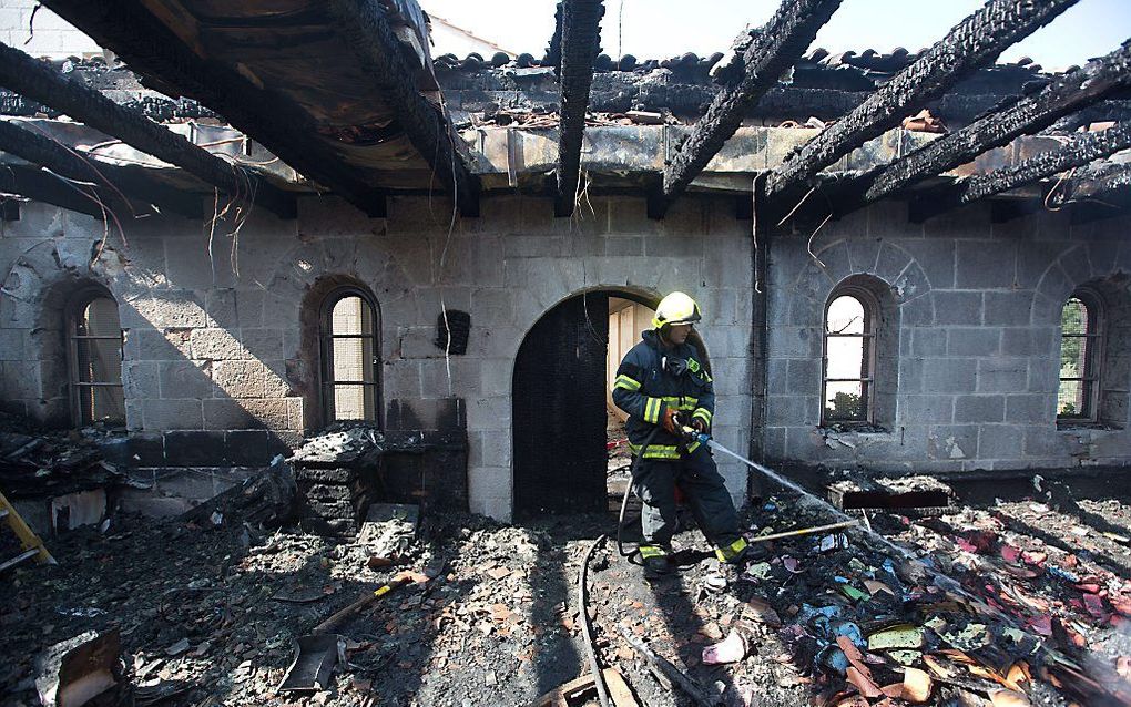 Kerk van de Vermenigvuldiging van Broden en Vissen aan het Meer van Galilea na de brand.  beeld AFP