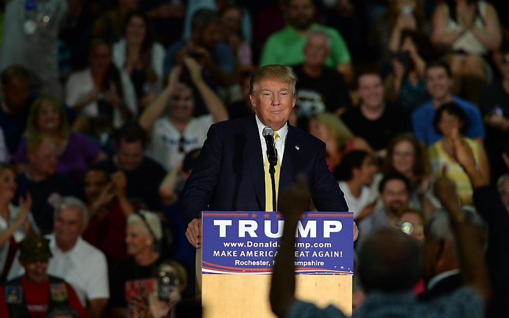 Donald Trump donderdag in Rochester. beeld AFP