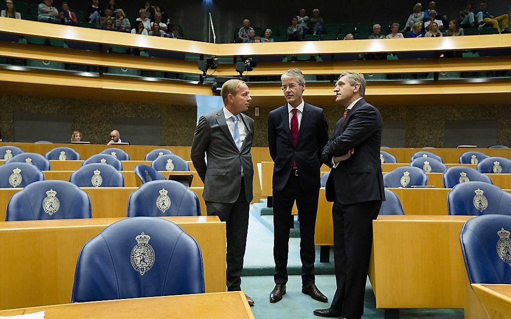 Buma (CDA),Slob (CU) en Van der Staaij (SGP). beeld ANP