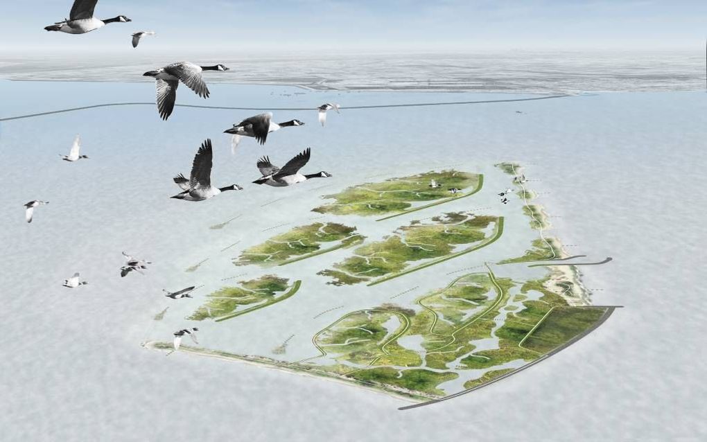 Ontwerp van de eilandengroep de Marker wadden in het Markermeer. Foto Natuurmonumenten