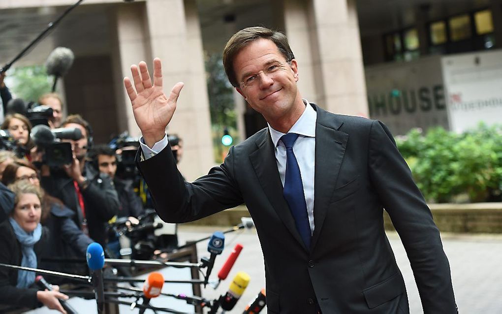 Rutte woensdag bij de EU-top in Brussel. Beeld AFP