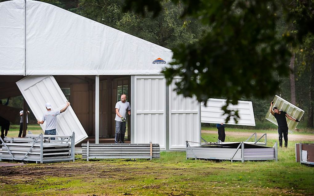 Bouw van noodopvang in Nijmegen. Beeld ANP