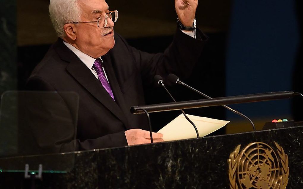 Abbas spreekt voor de Algemene Vergadering van de VN. Beeld AFP