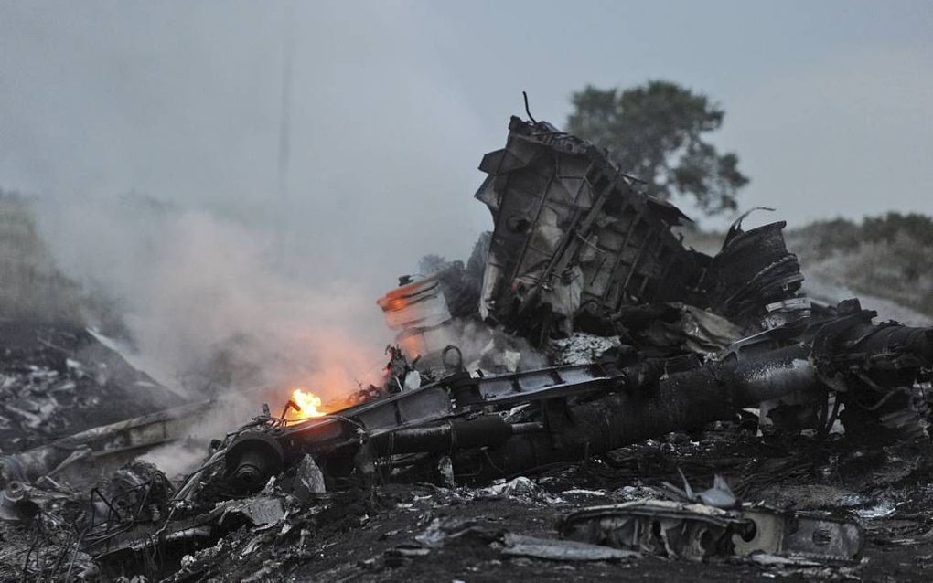 Brokstukken van vlucht MH17. beeld AFP