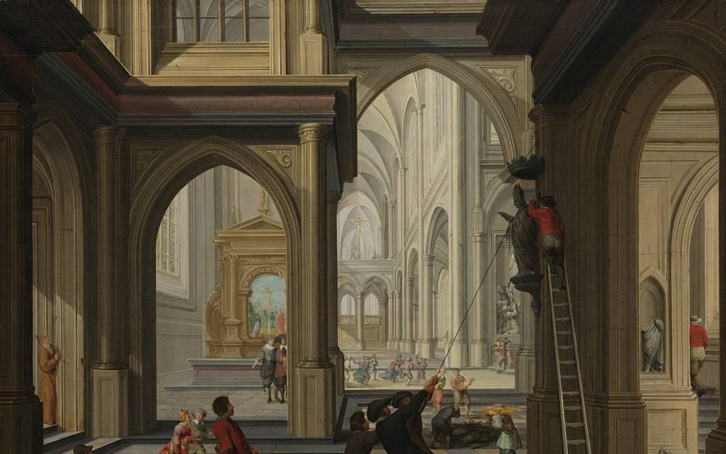 Beeldenstorm in een kerk. Schilderij van Dirck van Delen uit 1630. beeld Walburg Pers