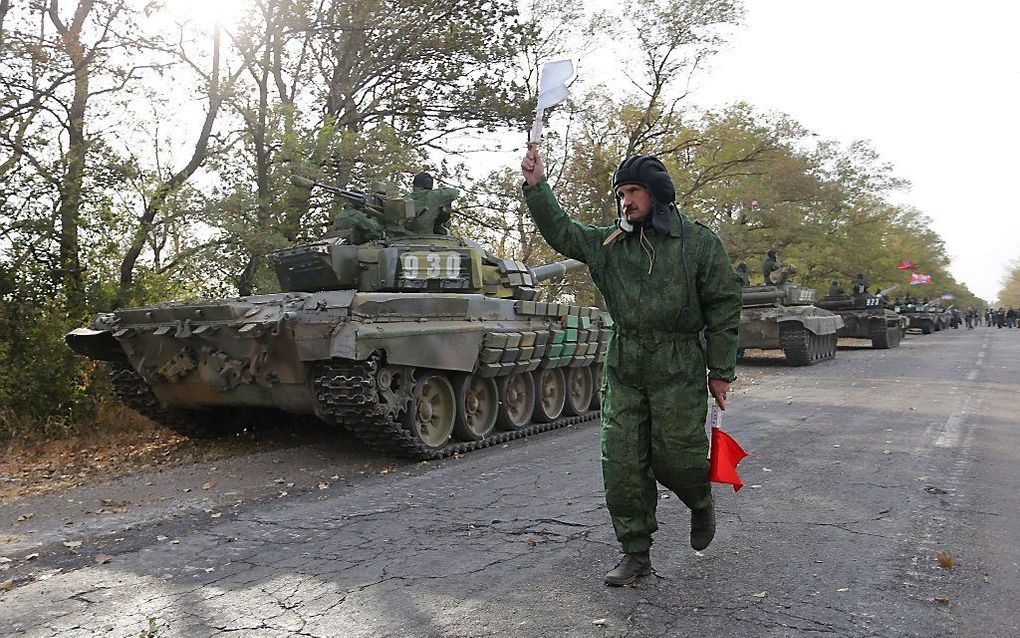 Pro-Russische militairen in Donetsk, afgelopen week. Beeld AFP