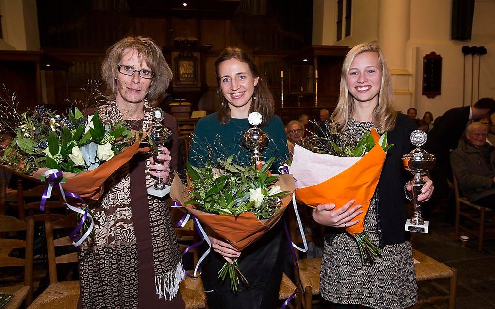 De prijswinnaars, v.l.n.r. Jeannet de Jong, Tineke Smith en Marlies Biemond. beeld Martin Droog