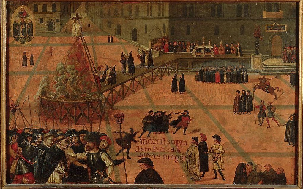 Executie van Savonarola in Florence, 1498. beeld Filippo Dolciati, Museo di San Marco, Florence