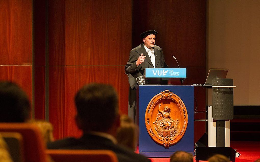 Prof. dr. H. van den Belt aanvaardde vrijdag zijn ambt als hoogleraar systematische theologie aan de Vrije Universiteit Amsterdam. beeld RD, Anton Dommerholt