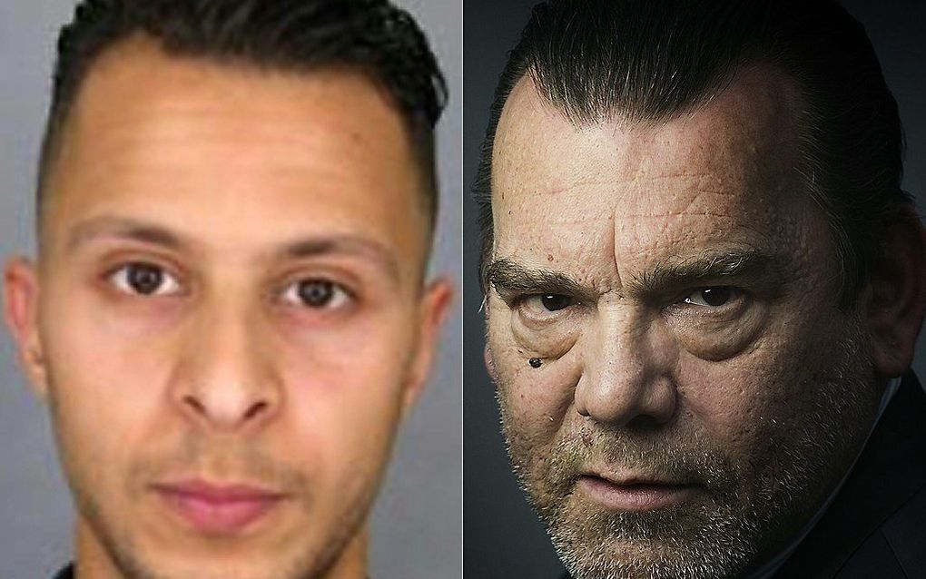 Salah Abdeslam (links) en zijn Franse advocaat Frank Berton (rechts). beeld AFP