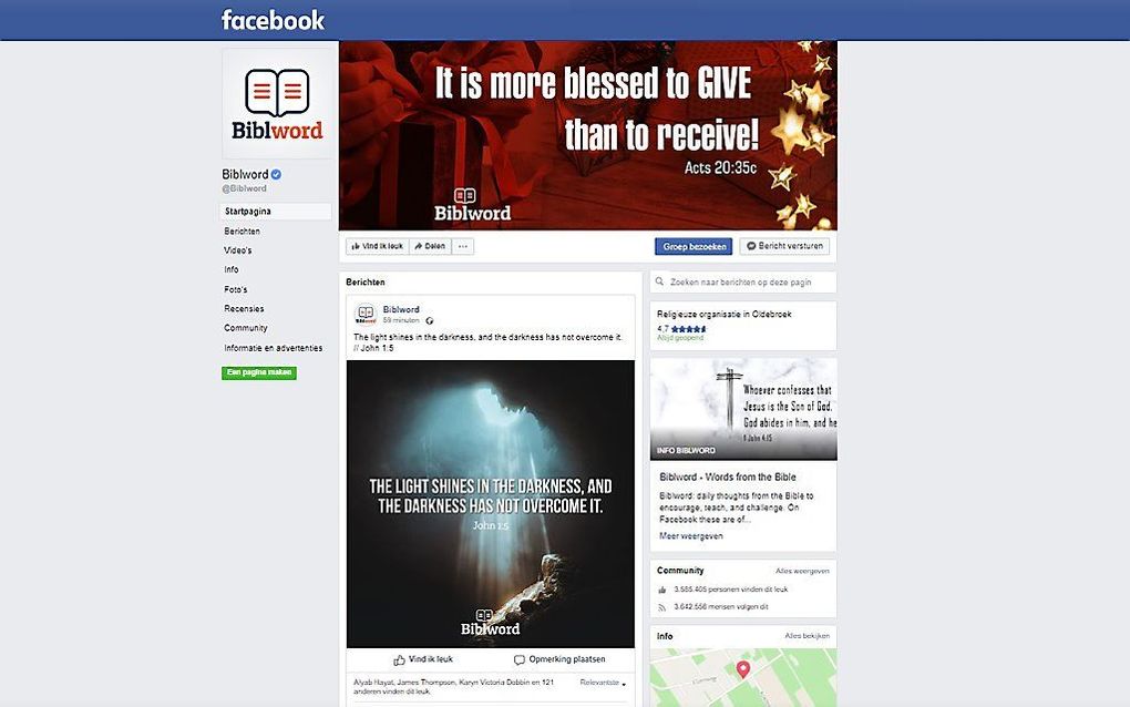 Facebookpagina BiblWord. beeld RD