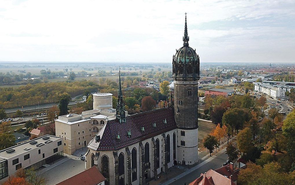 In de Slotkerk in Wittenberg (foto) is zondag het nieuwe lectionarium van de Evangelische Kerk in Duitsland (EKD) in gebruik genomen. beeld EPD, Steffen Schellhorn